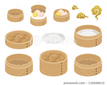Chinese steamer illustration material set_steamer 116886610