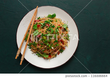 Funchosa, Korean salad, with vegetables, homemade, no people, Funchosa, Korean salad, with vegetables, homemade, no people, 116886664