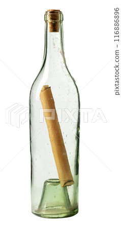 Message in a bottle isolated on a white background. Message in a bottle isolated on a white background. 116886896