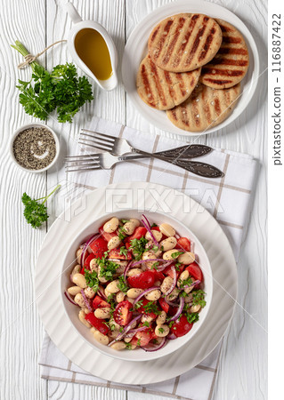 Piyaz, Turkish white bean salad in a bowl 116887422