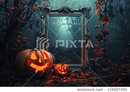 Halloween magic frame mockup. Generative ai 116887490
