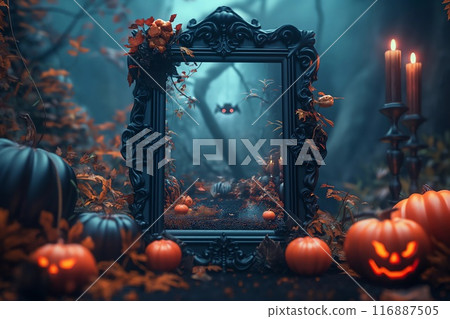 Halloween magic frame mockup. Generative ai 116887505