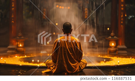 Buddhist monk in meditation Buddhist monk in meditation 116887531