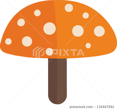 Vector flat illustration of an orange mushroom. Vector illustration Vector flat illustration of an orange mushroom. Vector illustration 116887892