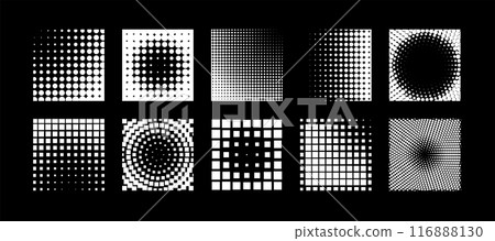 Logo design element. Halftone circular dotted frames set. Vector illustration 116888130