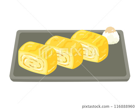 Illustration of tamagoyaki with grated daikon radish Illustration of tamagoyaki with grated daikon radish 116888960