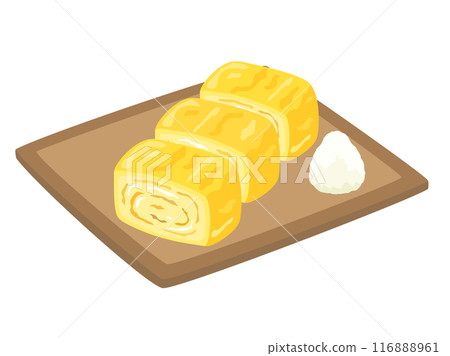 Illustration of tamagoyaki with grated daikon radish Illustration of tamagoyaki with grated daikon radish 116888961