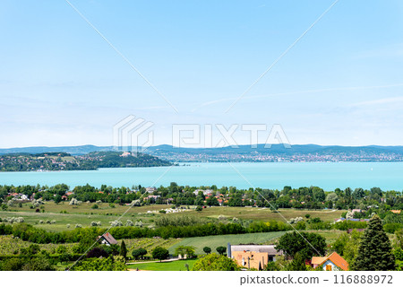 Beautiful hungarian landscape over lake Balaton in summer. 116888972