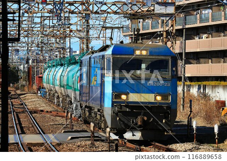 Tank freight train pulled by EH200 electric locomotive Tank freight train pulled by EH200 electric locomotive 116889658