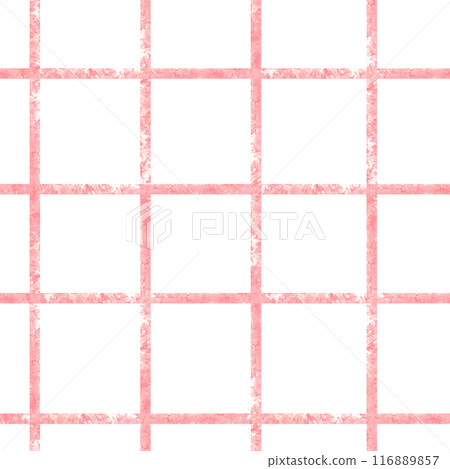 Checkered pink pattern on a tablecloth, gift paper, napkin, blanket, scarf. Seamless monochrome gingham watercolor illustration. Hand drawn, isolated on white background 116889857