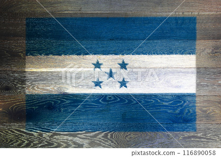 Honduras flag on rustic old wood surface background Honduras flag on rustic old wood surface background 116890058