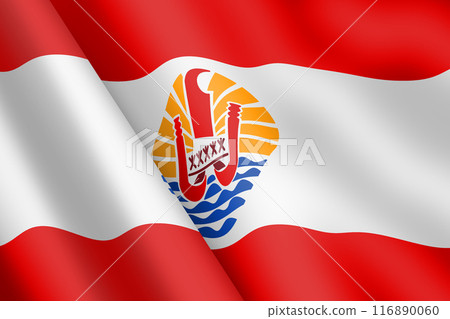 French Polynesia waving flag illustration wind ripple 116890060