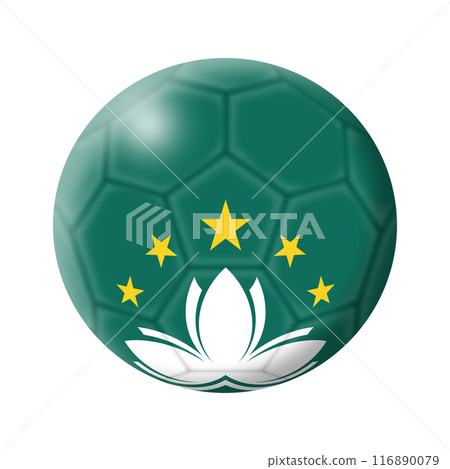 Macao soccer ball football 3d illustration isolated on white with clipping path 116890079