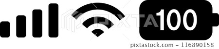 智慧型手機天線 WiFi 電池圖標 智慧型手機天線 WiFi 電池圖標 116890158