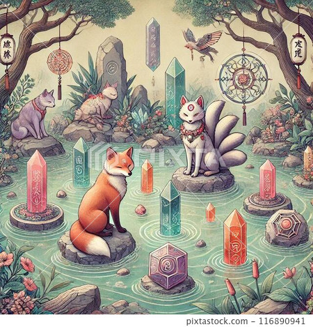 Fox and natural stone 116890941