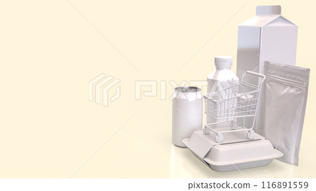 The food product and shopping cart on tablet for online marketing concept 3d rendering. The food product and shopping cart on tablet for online marketing concept 3d rendering. 116891559