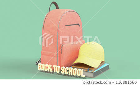 The Bag and Book for Back to school concept 3d rendering. The Bag and Book for Back to school concept 3d rendering. 116891560