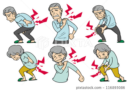 老人肩膀僵硬、腰痛、膝蓋痛的圖解_男女套裝 老人肩膀僵硬、腰痛、膝蓋痛的圖解_男女套裝 116893086