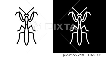 螳螂簡單的線條圖標 116893443