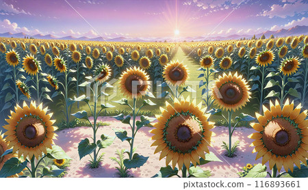 《夕陽下的向日葵田》 《夕陽下的向日葵田》 116893661