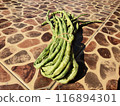 Long beans sell at morning wet market. fresh long beans are ready to cook 116894301
