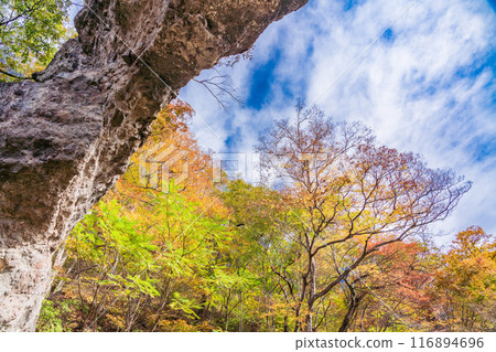 [Gunma Prefecture] View of the cannon rock from the fourth stone gate of Mt. Myogi 116894696