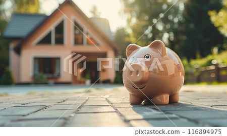 Pig money box and house Pig money box and house 116894975