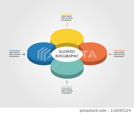 flower with circle shape template for business infographic for presentation for 4 element 116895224