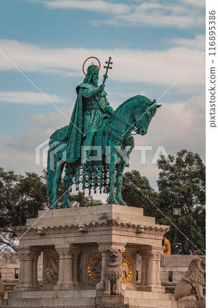 Statue of St. Stephen in Fisherman's Bastion, Budapest, Hungary 23.06.24 116895386