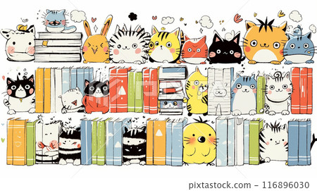 Everyone loves books: cute illustrations and backgrounds for reading week and to encourage reading 116896030