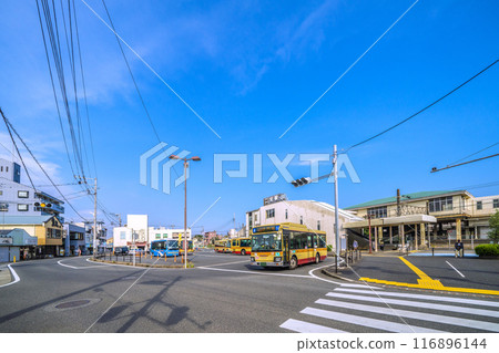 Oiso cityscape in Japan in July. View of JR Tokaido Main Line Ninomiya Station and other stations. July 22, 2024 116896144
