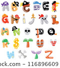 Pirate Alphabet decorate fun English Alphabet character 116896609