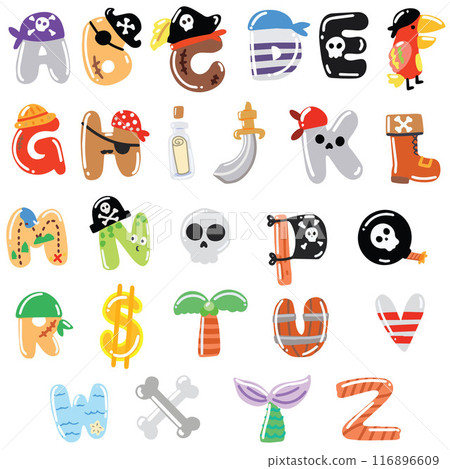 Pirate Alphabet decorate fun English Alphabet character Pirate Alphabet decorate fun English Alphabet character 116896609