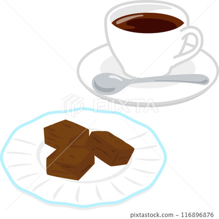盤子裡的生巧克力和咖啡 116896876