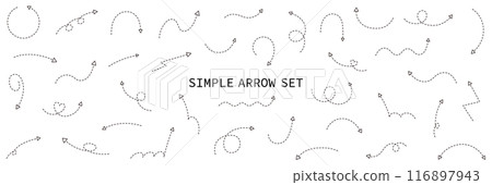 Simple arrow vector illustration set icon arrow dotted line handwritten 116897943