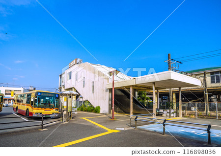 Oiso cityscape in Japan in July. View of JR Tokaido Main Line Ninomiya Station and other stations. July 22, 2024 Oiso cityscape in Japan in July. View of JR Tokaido Main Line Ninomiya Station and other stations. July 22, 2024 116898036