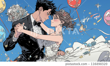 Bride and groom dancing wedding dance 116898320