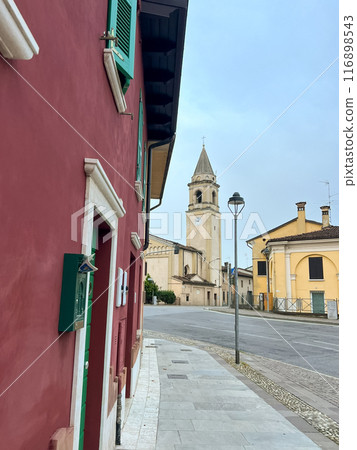 Italian church San Rocco. Parish of St. Ignazio di Loyola. Abbey of Pontevico Brescia Italy. Italian church San Rocco. Parish of St. Ignazio di Loyola. Abbey of Pontevico Brescia Italy. 116898543