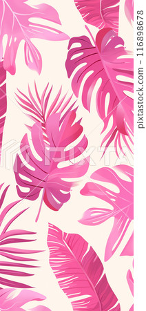 Pink tropical exotic plant pattern for summer background and beach wallpaper. 116898678