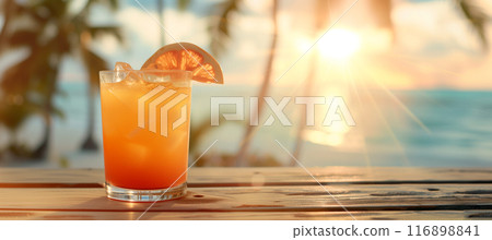 Refreshing bahama mama cocktail in tropical paradise with copy space Refreshing bahama mama cocktail in tropical paradise with copy space 116898841