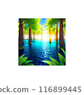 Blue pond landscape 116899445