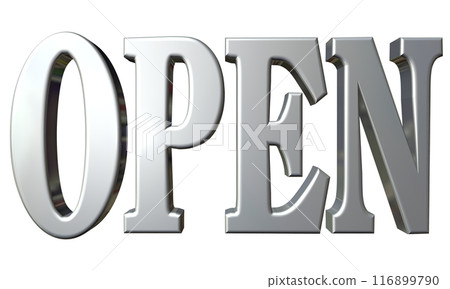 3DCG three-dimensional letters "Open/Opening Commemoration" Silver, Silver 3DCG three-dimensional letters "Open/Opening Commemoration" Silver, Silver 116899790