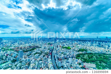 東京遊擊雲/俯瞰地平線的城市景觀 116899894