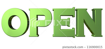 3DCG three-dimensional letters "Open/Opening Commemoration" Green, Green 3DCG three-dimensional letters "Open/Opening Commemoration" Green, Green 116900015