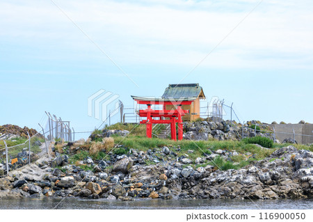 「青森郡」八戶市弁天島的神奇鳥居、嚴島神社 116900050