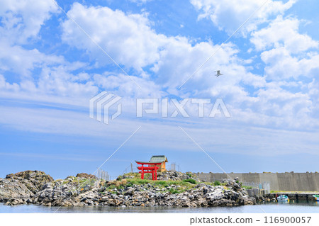 「青森郡」八戶市弁天島的神奇鳥居、嚴島神社 「青森郡」八戶市弁天島的神奇鳥居、嚴島神社 116900057