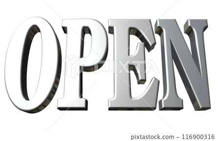 3DCG three-dimensional letters "Open/Opening Commemoration" Silver, Silver 116900316