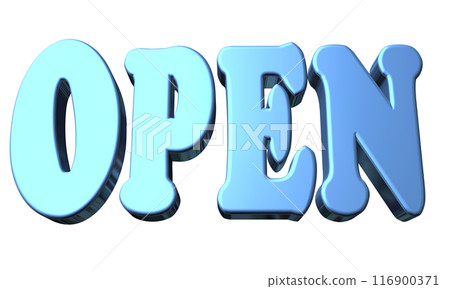3DCG three-dimensional letters "Open/Opening Commemoration" Blue, Blue 116900371
