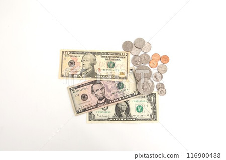A little old world money series American dollar, taken on a white background 116900488