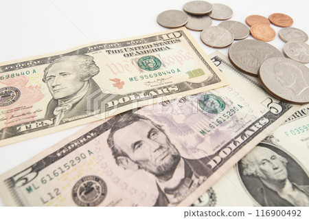 A little old world money series American dollar, taken on a white background 116900492